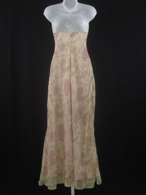 CREW Pink Beige Floral Print Sleeveless Silk Dress 8  