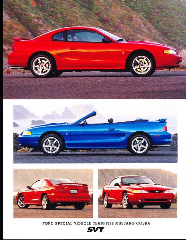 1998 Ford Mustang SVT Cobra Sales Brochure Sheet  