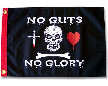 NO GUTS NO GLORY 12X18 BOAT FLAG PIRATE JOLLY ROGER  