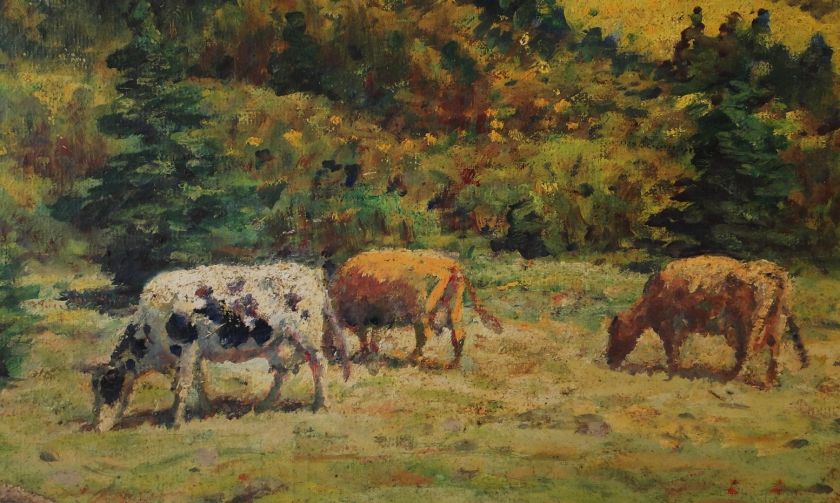 George A. Hays New England Barbizon Impressionist Cow  