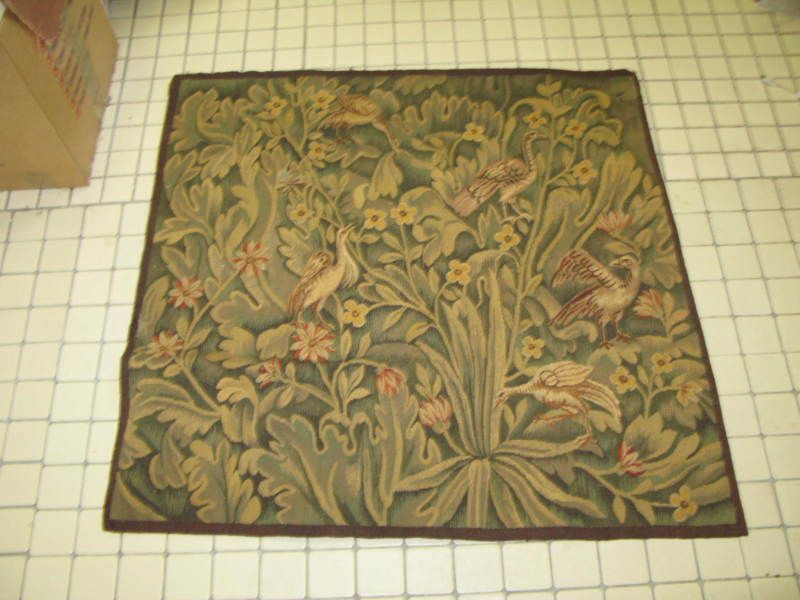 Antique Flemish Tapestry Silk & Wool 32 x 32 Handmade  