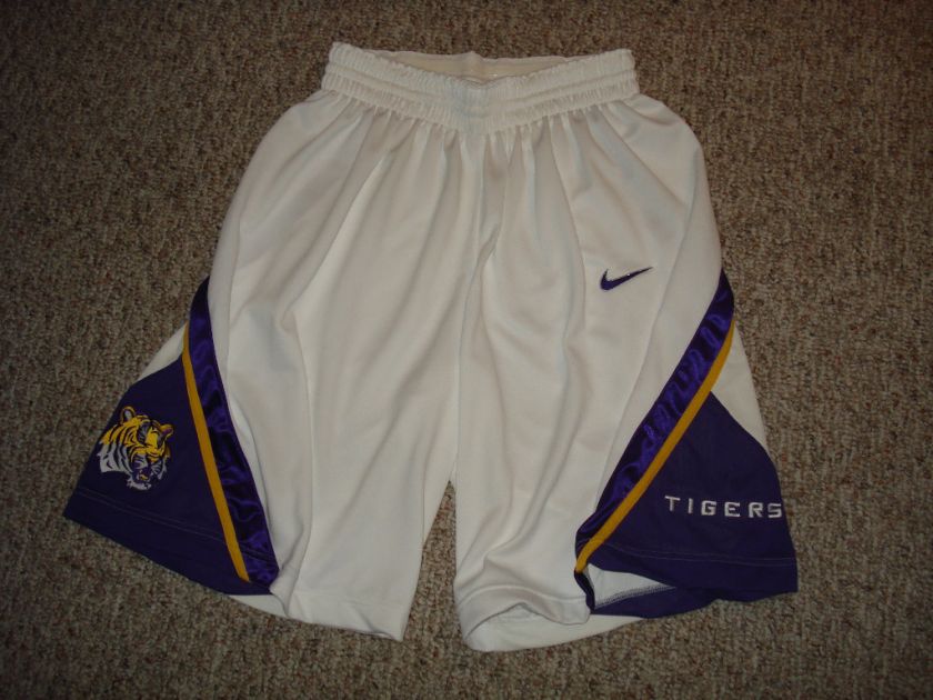   LSU TIGERS BASKETBALL AUTHENTIC GAME SHORTS USA MADE LOUISIANA STATE