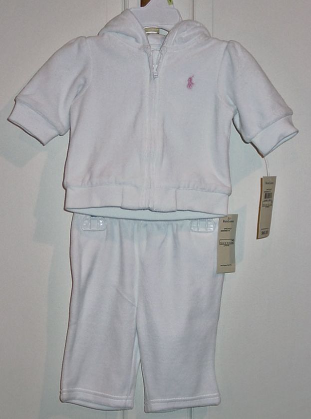 RALPH LAUREN INFANT WHITE UNISEX SWEAT SUIT 3M NWT  