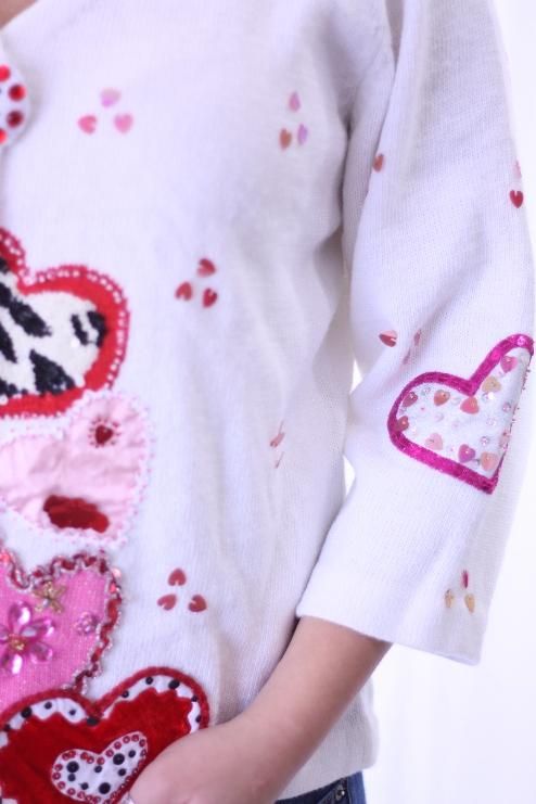   Options Sequin Embellished Valentines Day Heart Cardigan Sweater