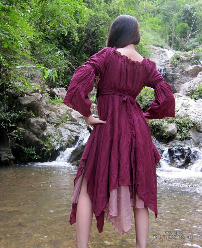 Medieval Serving Wench Full Dress   Burgundy Red sz M  