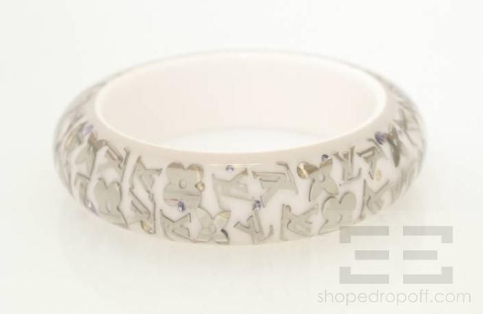 Louis Vuitton White & Silver Resin Inclusion Large Bracelet  