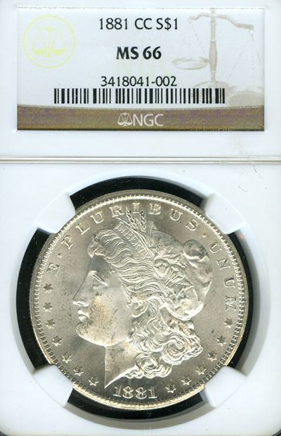 1881 CC NGC MS 66 MORGAN SILVER DOLLAR S$1 FA50  