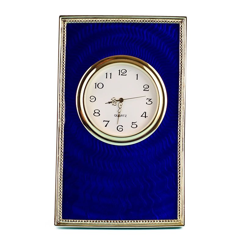 Blue Enamel Guilloche Faberge Clock Frame  