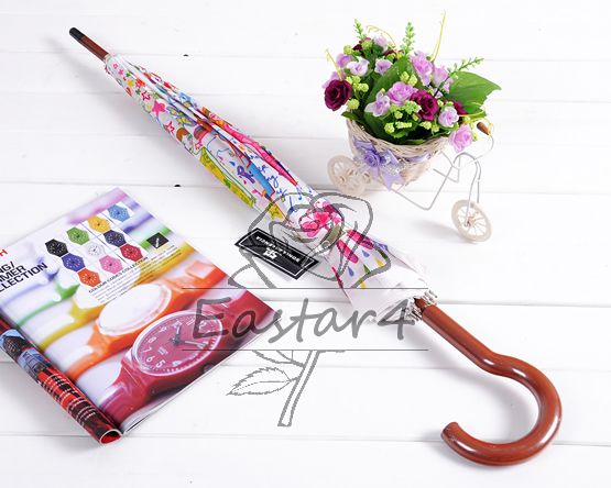 New lady Painting anti UV Rain Sun Parasol Stick Umbrella