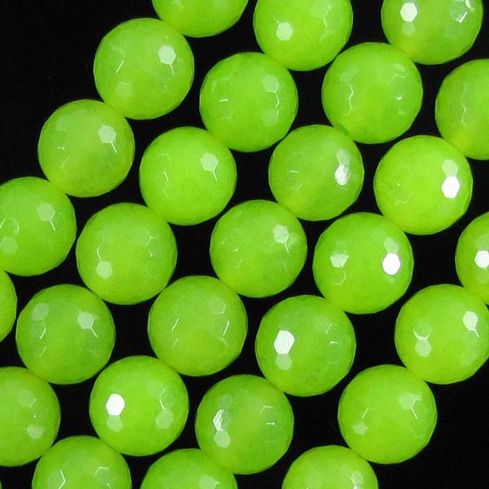 Faceted apple green jade round beads. This strand is 15.5 long, about 