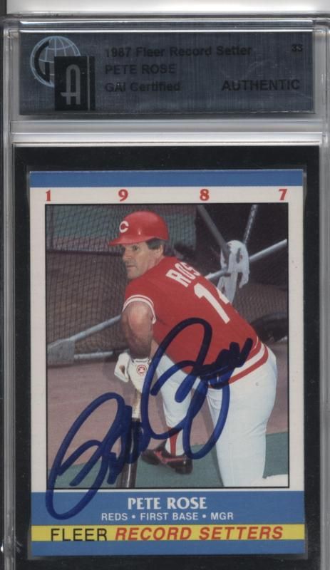 PETE ROSE 1987 FLEER AUTO GAI CERTIFIED non psa  