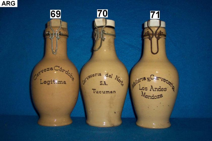 COLLECTION 71 POTTERY ARGENTINA BEER BOTTLES STONEWARE  