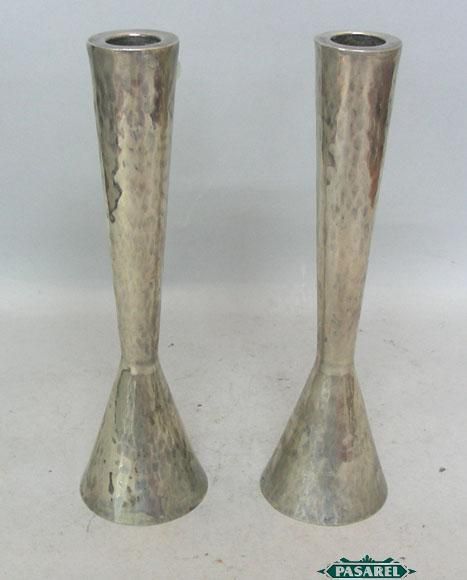 David Ben Gurion Estate Bier Silver Candlesticks 1950s  