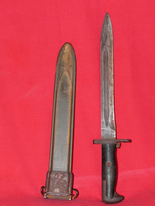 WW2 US ARMY M 1 GARAND 10 BLADE BAYONET AFH FLAMING BOMB w ORIGINAL 