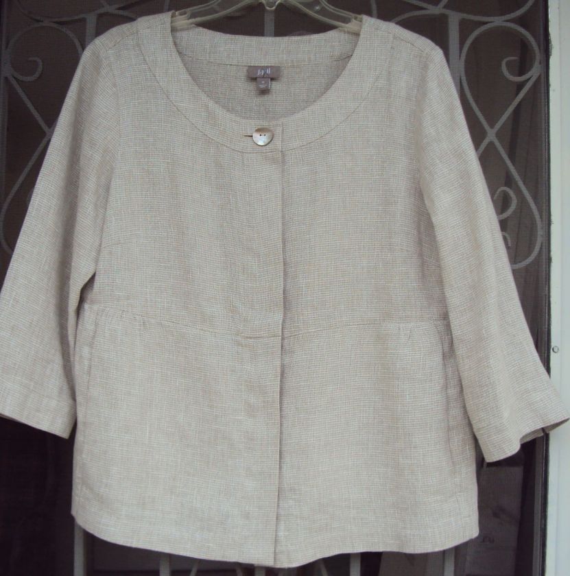 JILL shimmery oatmeal linen swing jacket M LOVELY   