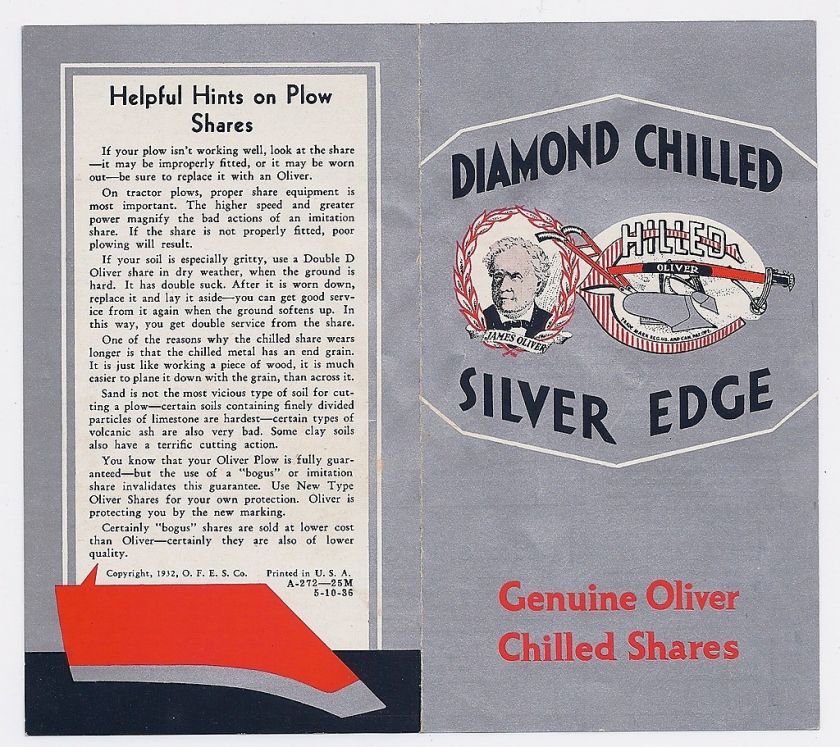 1932 Oliver Diamond Chilled Plow Shares brochure  