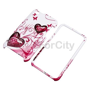 White/Pink Heart Hard Snap on Case Cover+Privacy Filter For iPod touch 