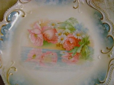 antique RS Prussia floral plate w/ mark  