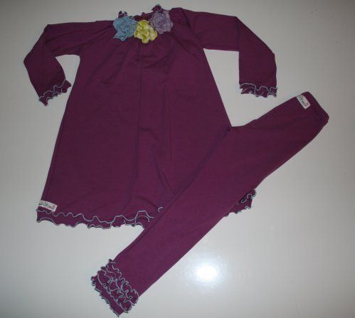 MISSIE MOOSIE GIRLS 7/8 ROSA PLUM KNIT DRESS & RUFFLE LEGGINGS  