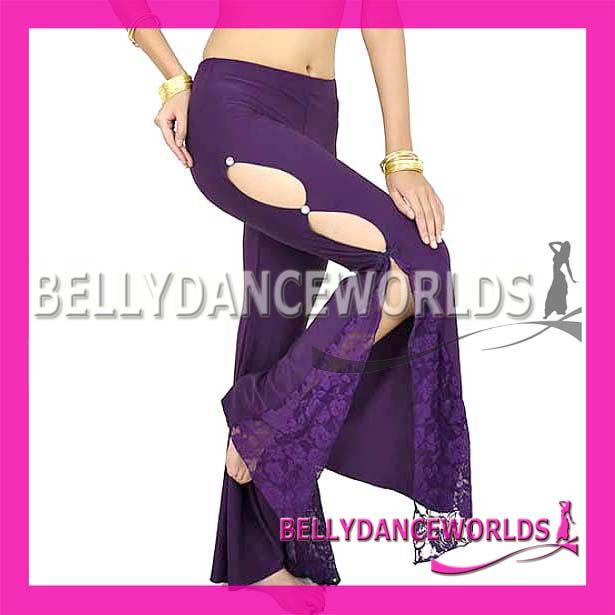 BELLY DANCE COSTUME RHINESTONE FLARE LACE PANTS 9 COLOR  