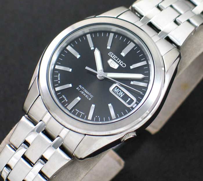 SEIKO AUTOMATIC BLACK STEEL SNKG95 WATCH SNKG95J1 JAPAN  