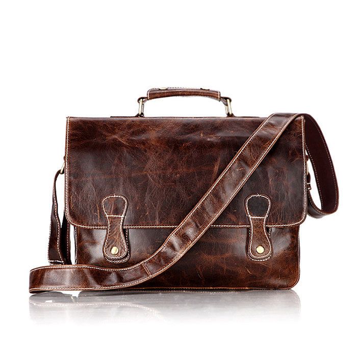   Leather Mens Laptop Bag Briefcase Messenger Hand Bag Free Ship  