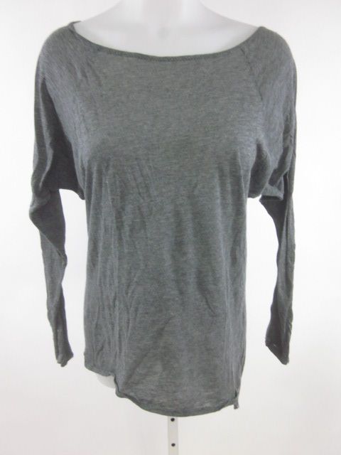 ZARA Gray Sheer Boat Neck Long Sleeve Shirt Top Sz S  