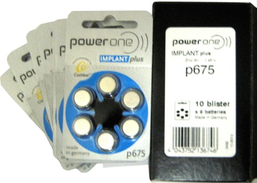 120 Cochlear Implant Hearing Aid Batteries made by power one P675 plus 