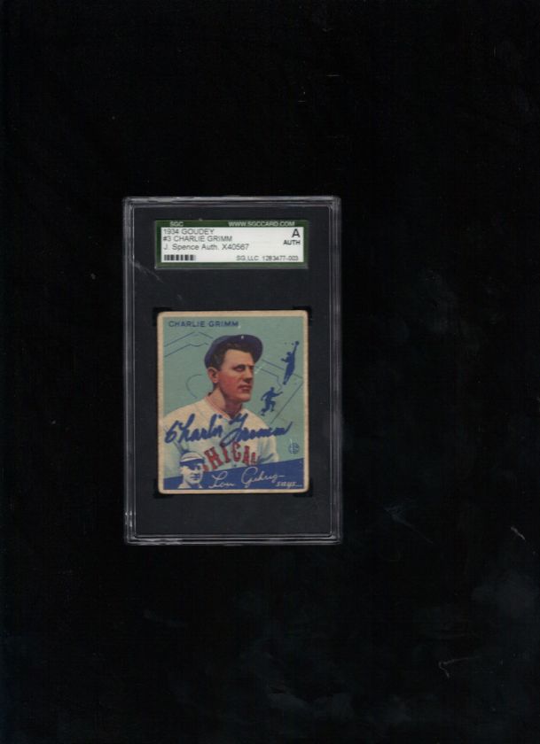 1934 Goudey #3 Charlie Grimm Cubs signed autographed JSA/SGC Slabbed 