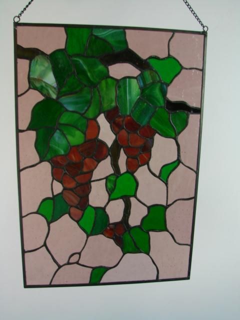 GRAPE Custom Stained Glass Hanging Window Door Wall Panel Pane $350 