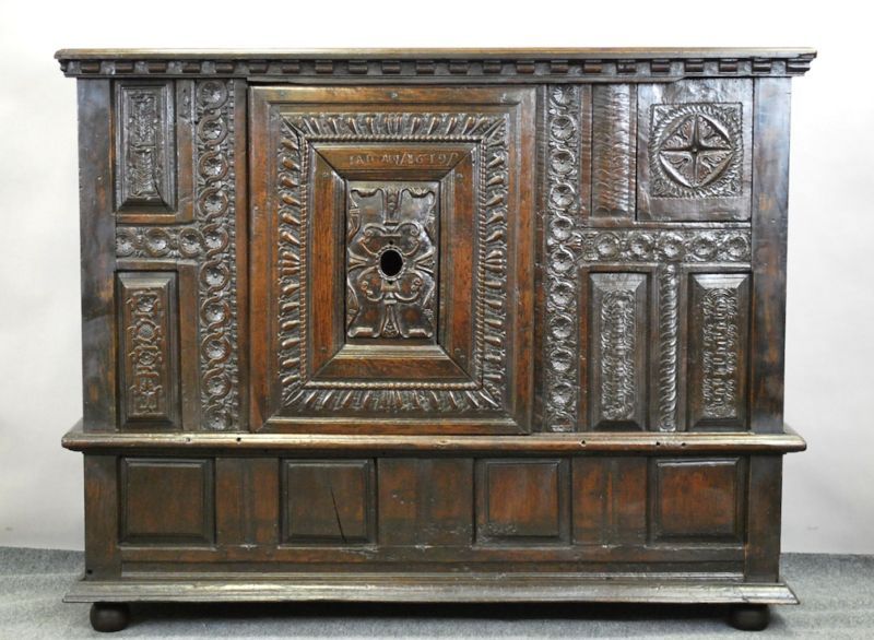 RARE ANTIQUE 17TH C. IRISH CABINET WITH SLIDING DOOR  