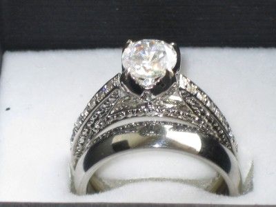   SOLITAIRE ENGAGEMENT RING CUBIC ZIRCON CZ inc WEDDING BAND SET  