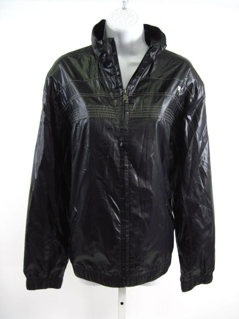 NWT PUMA Black Nylon Zip Down Windbreaker Jacket Sz M  