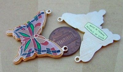 Vintage Large Asian Metal Butterfly Pendants Charms  