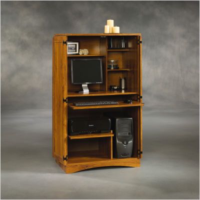 Sauder Harvest Mill Computer Armoire in Abbey Oak 404958  