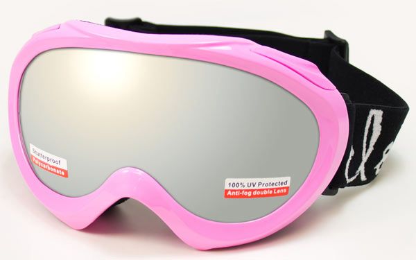 Snow Goggles Winter Ski Boarding Youth Kids Pink White Polycarbonate 