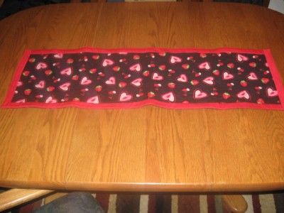 Handmade Table Runner Valentines Day Hearts strawberries cherries lips 