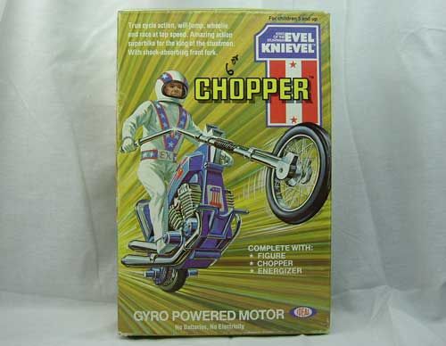   Evel Knievel Gyro Powered Stunt Chopper Motor Cycle PlaySet Used Box