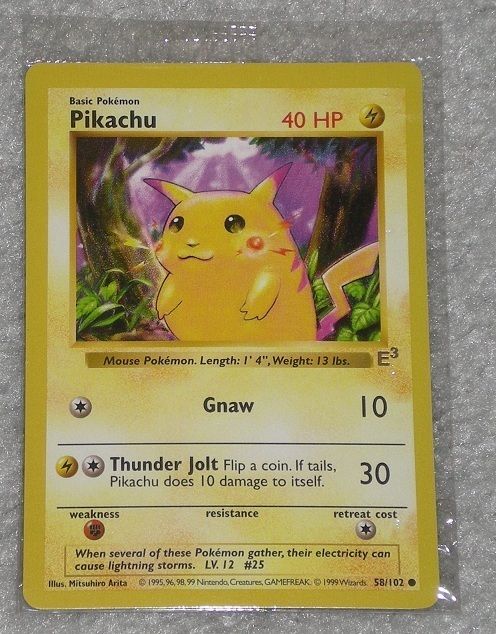 Pikachu SHADOWLESS Gold E3 RED CHEEKS Ultra Rare Promo (Factory 