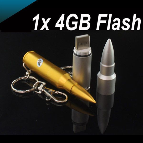 1PCS 4GB Mini Metal Bullet Shaped USB 2.0 Flash Memory Drive Unique 