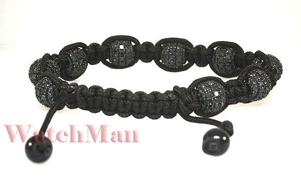 Mens Black Diamond Bead Bracelet 29.95ct  