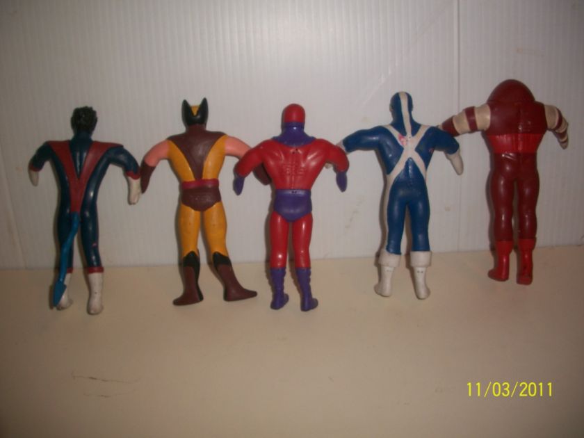 MARVEL ACTION FIGURES, 5 JUST TOYS, RUBBER, BENDABLE, 6   1990s 