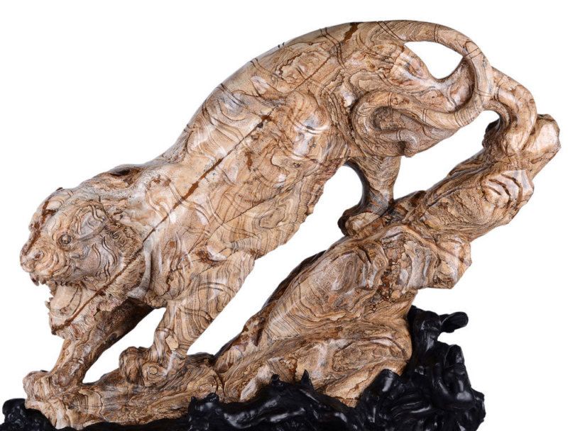 23.6 Picture Jasper Stone TIGER Sculpture/Carving #S98  