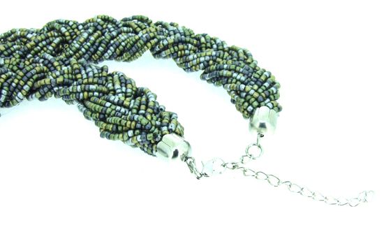 24Rows Weave Mixcolor Seed Crystal Glass Bead Necklace  