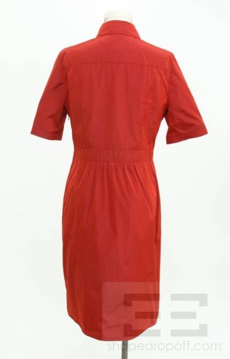 Burberry London Red Tuxedo Front Half Sleeve Shirt Dress Size 10 