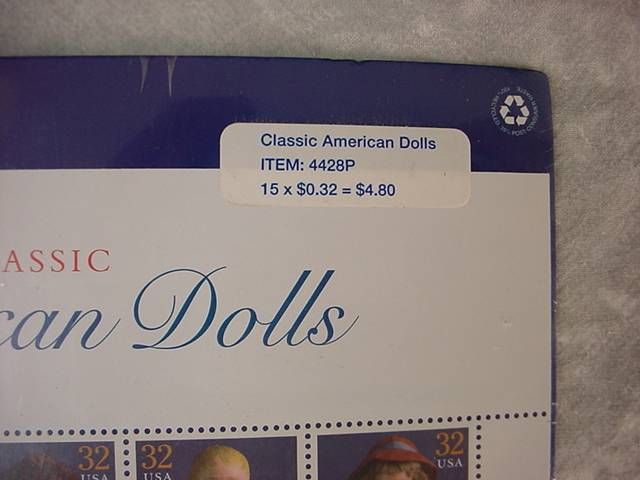   AMERICAN DOLLS 15 USPS US POSTAGE Stamps Collectors SHEET NEW 1997