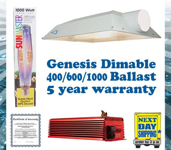 Genesis Grow Light 1000/600/400 watt Digital Ballast KIT w/lamp and 