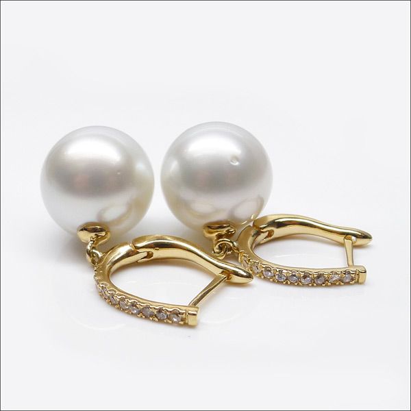 BEAUTIFULROUND WHITE 13.25MM NATURAL SOUTH SEA PEARL 14K GOLD 