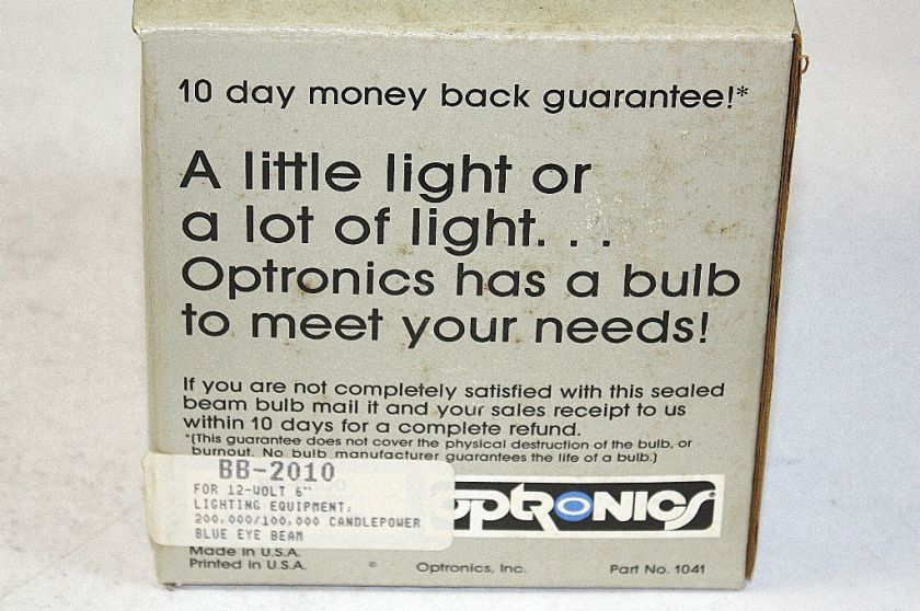 Optronics #BB 2010 12 Volt Sealed Beam Bulb 200/100,000 CandlePower 