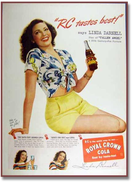 1945 ROYAL CROWN COLA LINDA DARNELL FALLEN ANGEL AD  